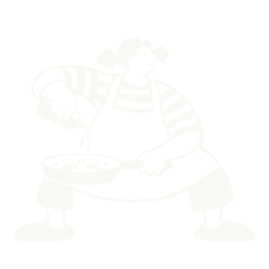 Woman with frying pan