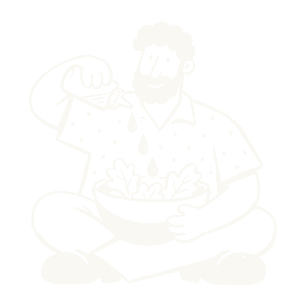 Man with salad bowl